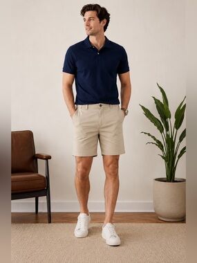 Brooks Brothers Advantage Chino Khaki Stretch Waist Shorts Men’s 40 Flat Front